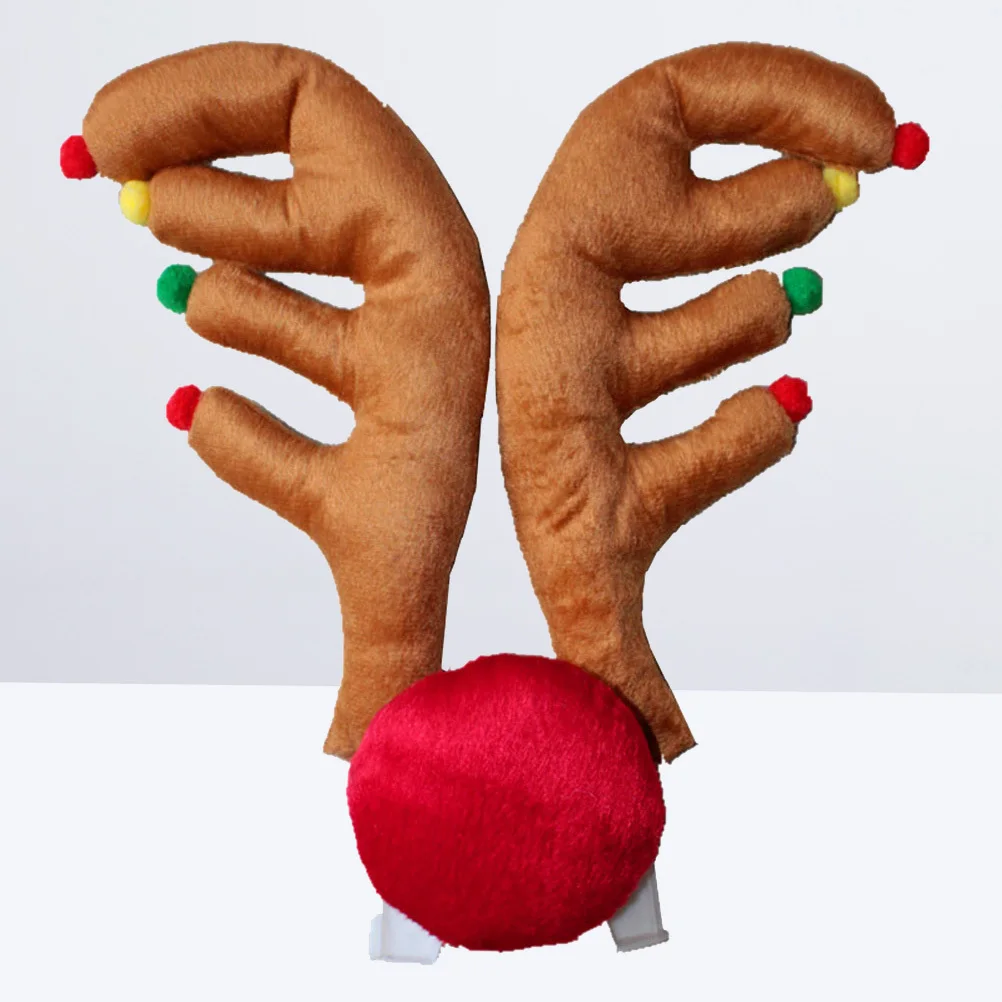 

Reindeer Car Decorations Kit Includes 2 Antlers 1 Red Nose Christmas Car Antlers and Nose Decoration Xmas Accessories