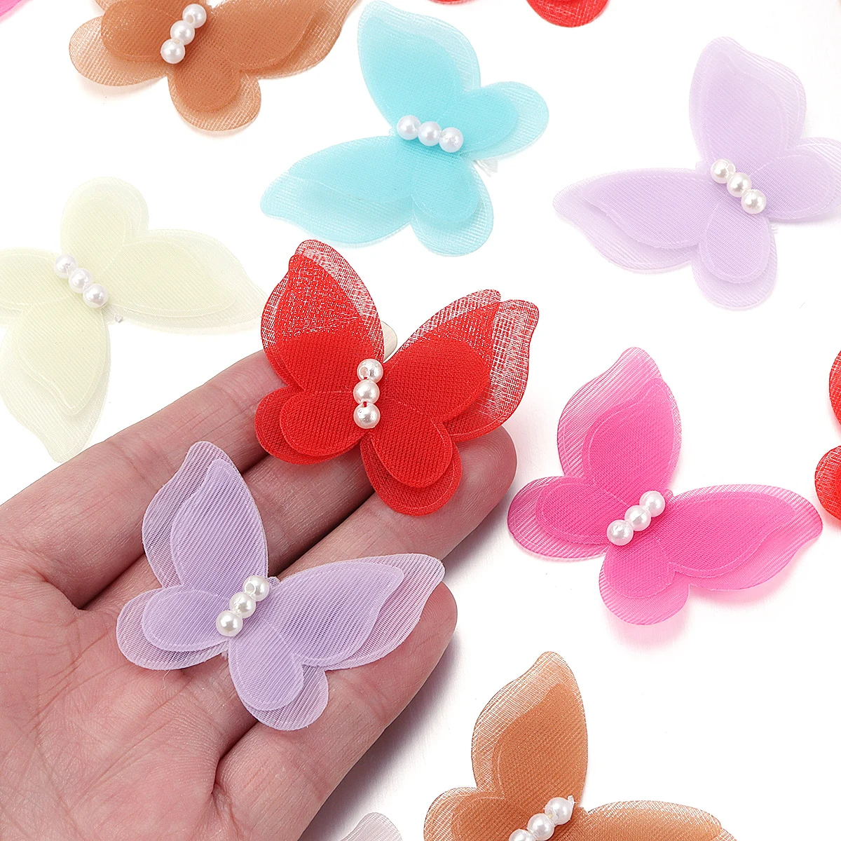 String Of Pearls Plant - 10pcs 43x37mm Double Pearl Butterfly Appliqued