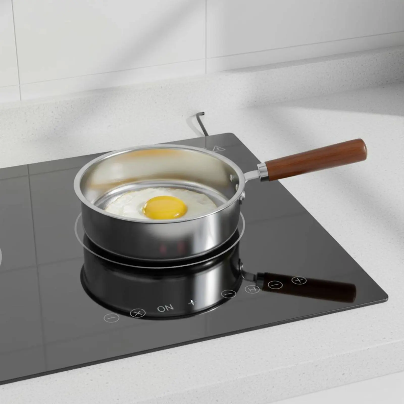 

2 Pieces Mini Stainless Steel Frying Pan Coating Free Mini Flat Bottom Pan Cookware Heat Resistant Handle for Home Cooking