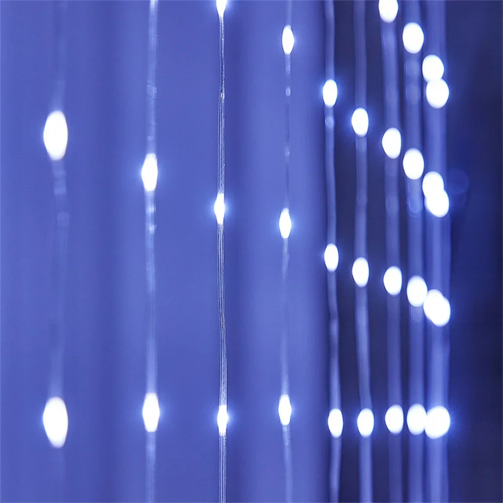 Waterfall Curtain Lights 300 LED 3X3M Fairy Lights Timer 8 Modes USB String Lights for Room Wall Party Xmas Indoor Outdoor Decor