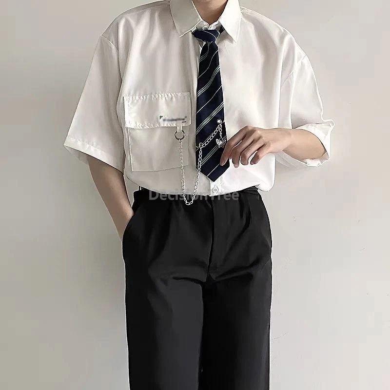 Summer Japanese Style Student Men Women School Jk DK Uniform Loose Fit Plus Size Unisex Uniform Short Sleeve Shirt 3 Pieces Set