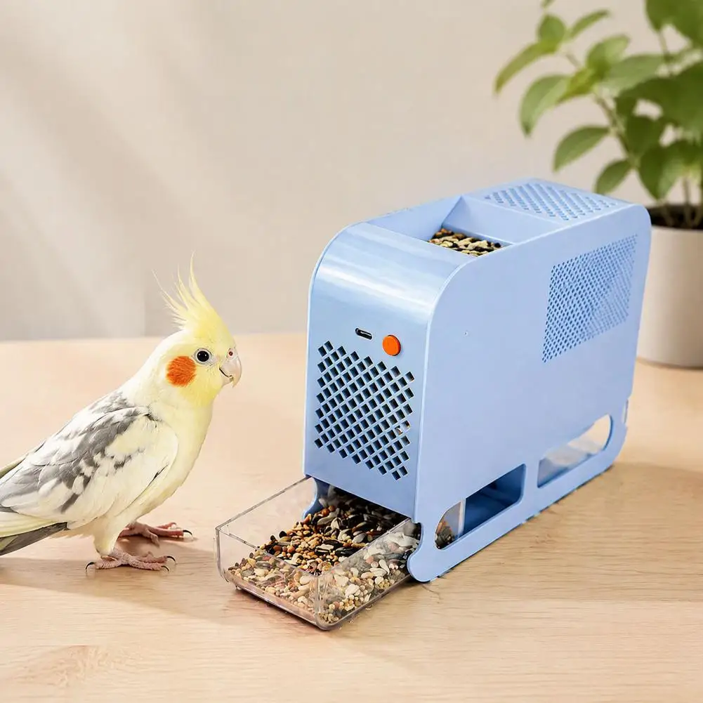 Transparent Pet Bird Food Dispenser Automatic Bird Food Hull Remover Electric Birdseed Shell Separator Machine for Parrots