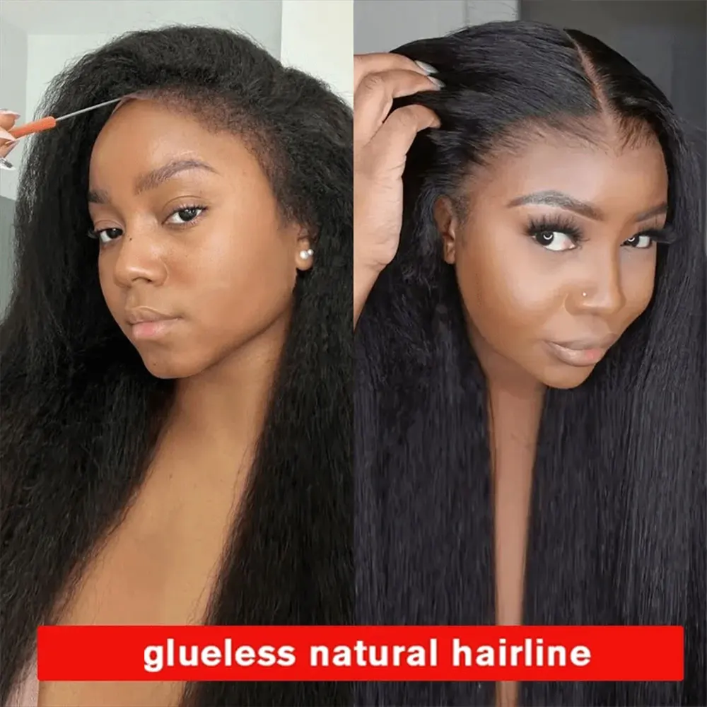 Yaki Straight 5x5 Guless Wig 13x4 HD Парики из натуральных волос на кружеве спереди Kinky Straight Human Hair Nature Edges Curly Human Hair Wigs