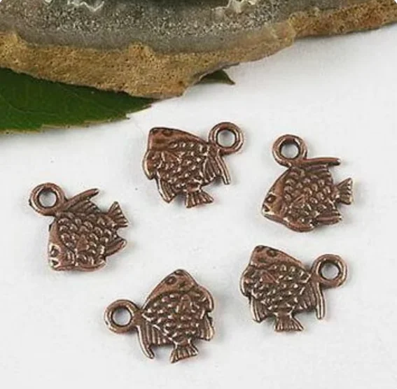 55PCS 11x9mm antiqued copper fish design charms HWH3354