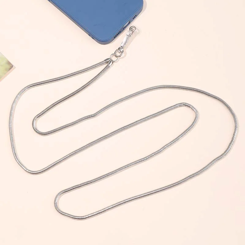 Bolso creativo para coche, bandolera, cadena para teléfono, colgante para el cuello, joyería nueva para mujer, funda de teléfono antideslizante de Metal a la moda, Clip de cadena de serpiente