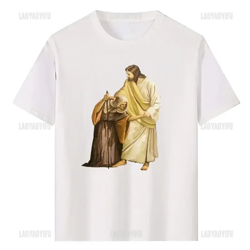 Jesus Christ Pantocrator Icon Sinai Orthodox Christian Man Gift Printed T-Shirt Summer Women Short Sleeve Cotton Unisex T Shirt