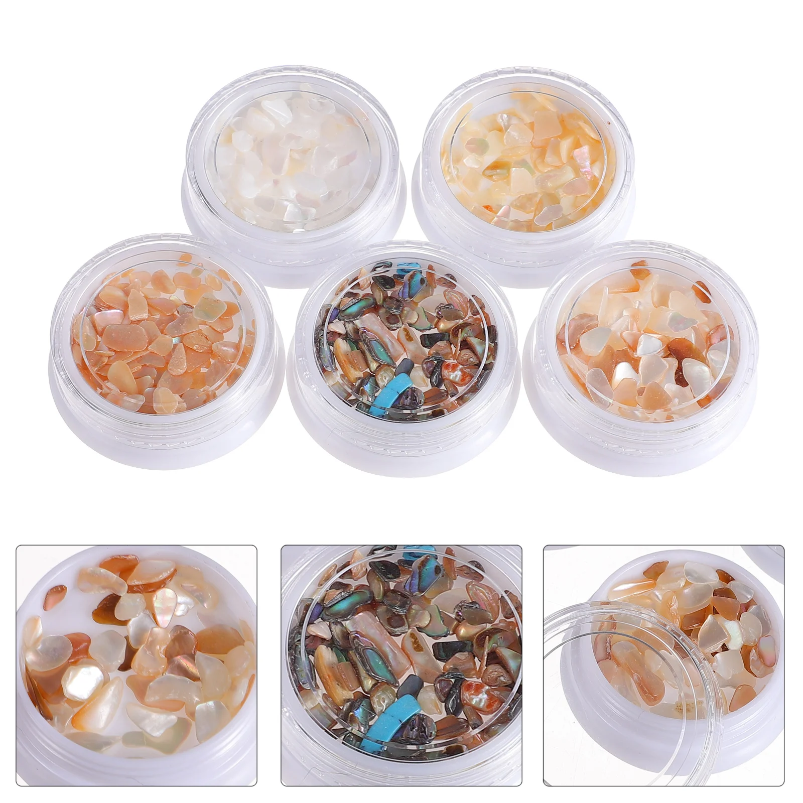 5 uds. De pegatinas elegantes de conchas trituradas para uñas, decoraciones artísticas, accesorios de concha para manicura Diy, dijes brillantes para Natural