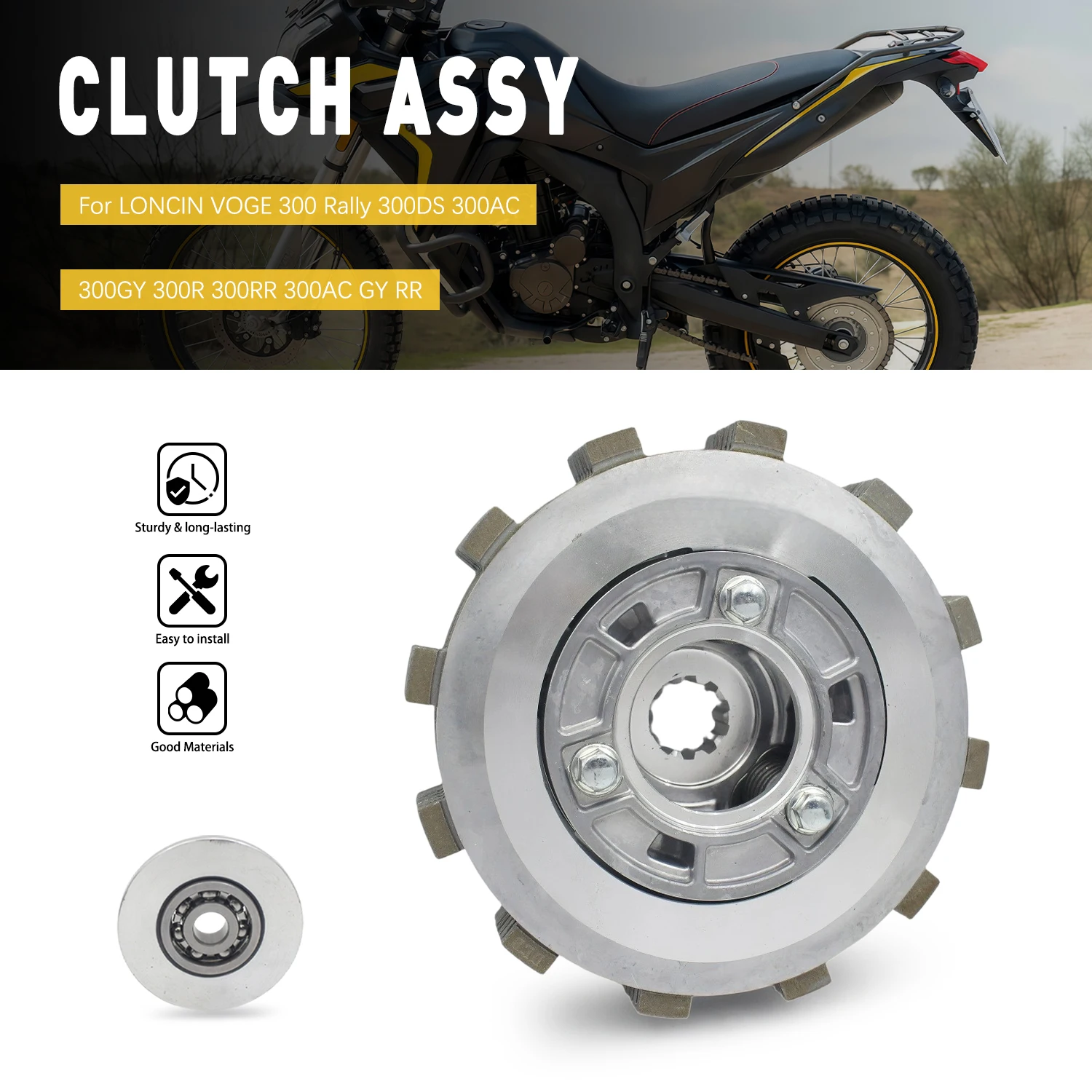For LONCIN VOGE 300R 300RR/300GP AC 300GY/RALLY 3000DS Engine Retrofit Sliding Clutch Assy Disc Plate Kit Motorcycle Accessories