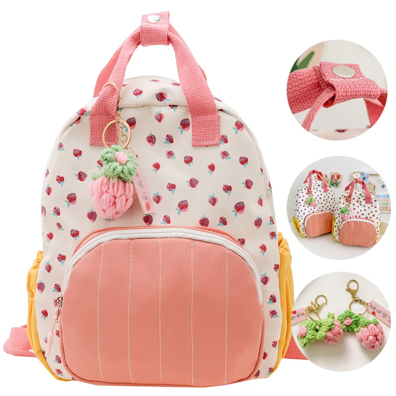 Cute Strawberry Pattern Children's Backpack Waterproof  Waterproof Nylon Mother & Kids Totes Kindergarten Girls Bag Backpacks