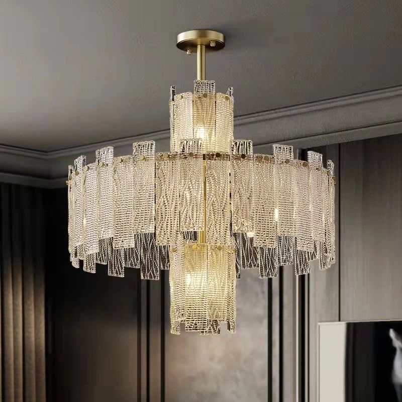 

Designer Crystal Chandelier All Copper Dining Room Pendant Light Luxury Gold Ceiling Lamp For Living Room Dining Room Hotel Bar