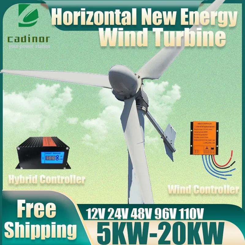 Wind Turbine Generator 5000W 10000W 12V 24V 48V 96V 110V 3Blades With MPPT Controller System Portable Windmills Renewable Energy