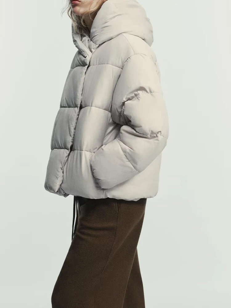 

Новая женская одежда 2025: модная универсальная водонепроницаемая хлопковая куртка с капюшоном в европейском и американском стиле/толстое пальто