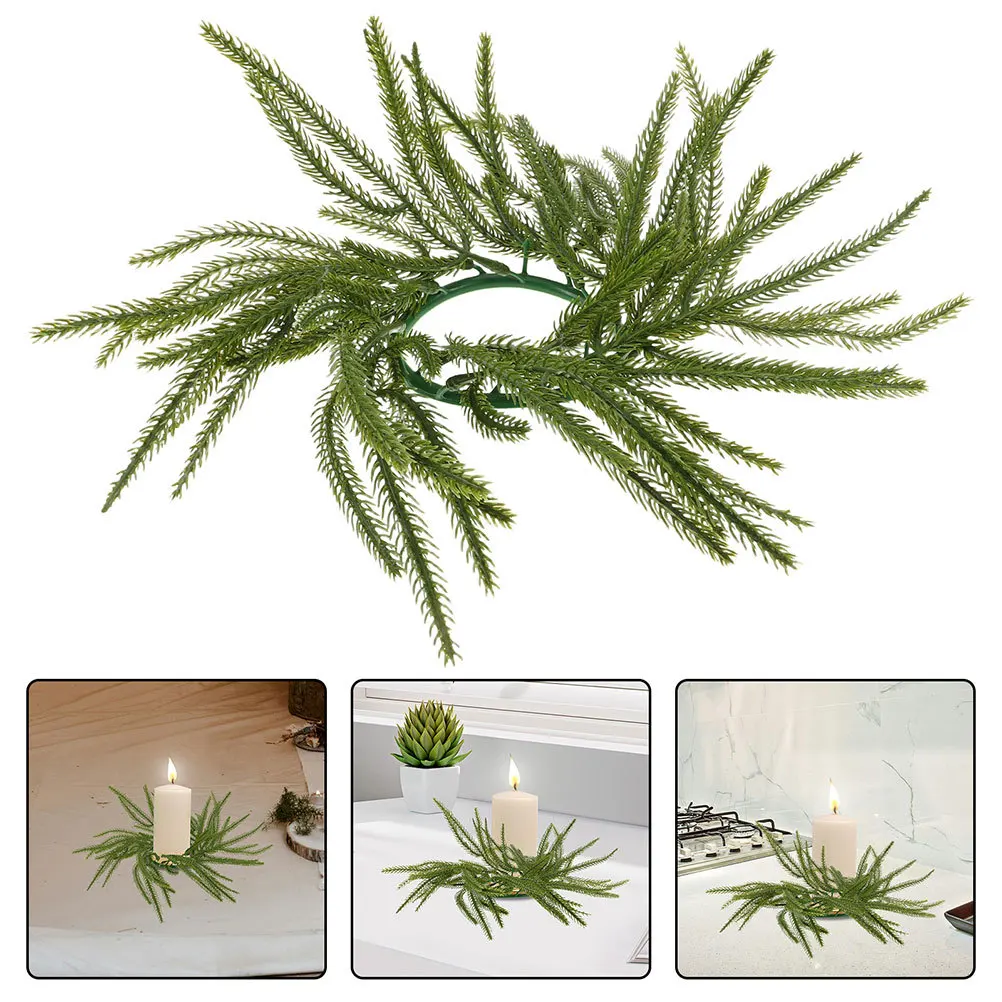 

2Pcs Artificial Pine Wreath Ring Mini Farmhouse Christmas Centerpiece Table Decoration Faux Greenery Holiday