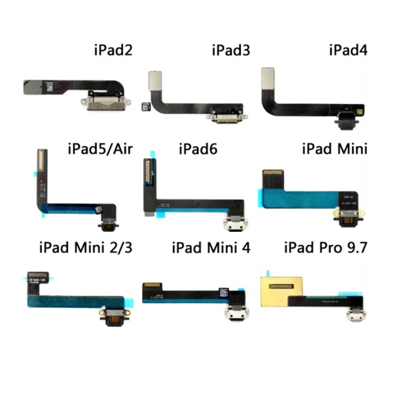 10pcs Charging Flex Cable for iPad 2 3 4 5 6 Air Pro 9.7 10.2 A1822 A1893 Mini 1 2 3 4 USB Connector Mini 5 A2133 Charger Port