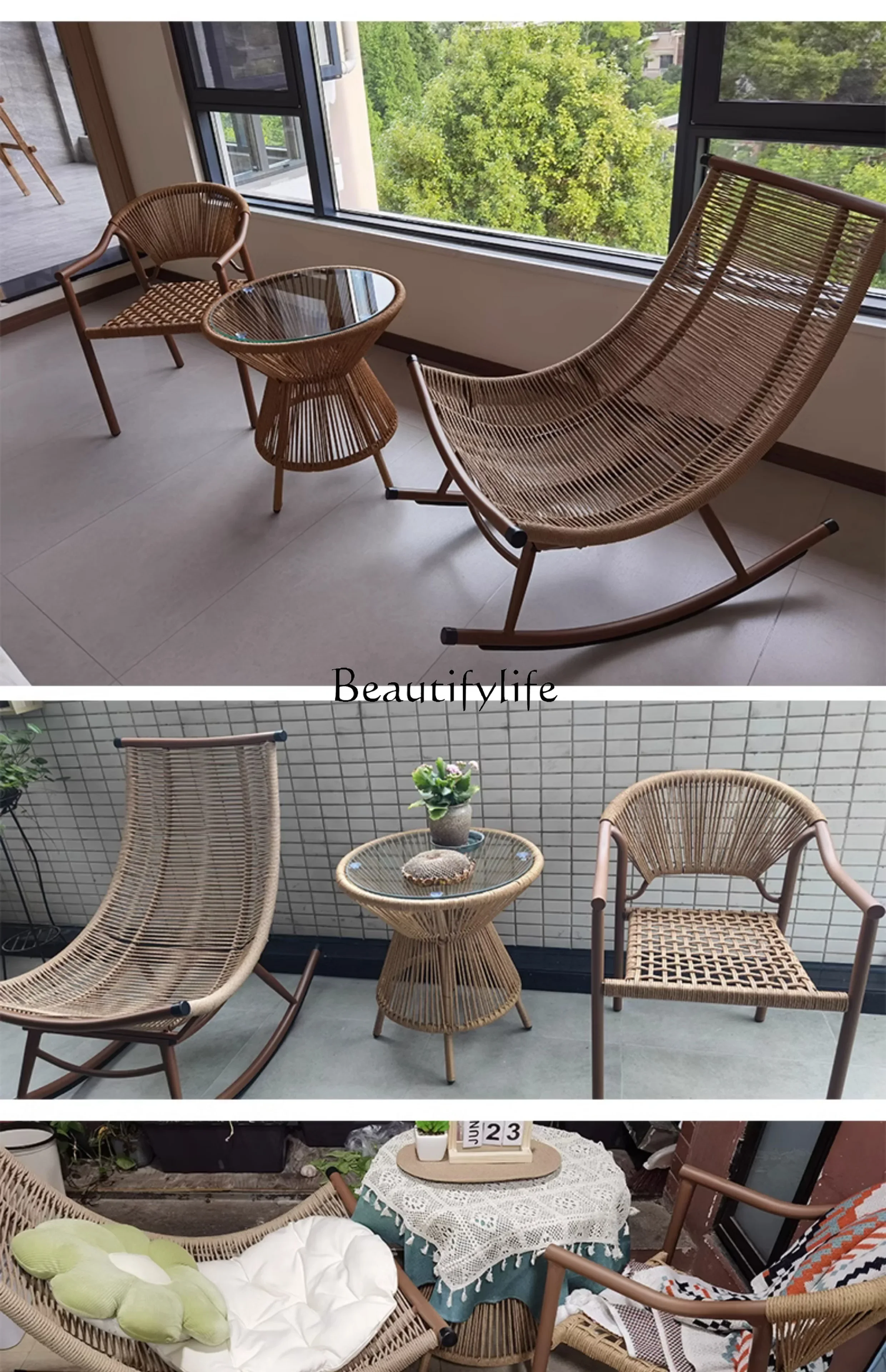 Y Outdoor Rattan Chair Leisure Small Coffee Table Chinese Rattan Table and Chair