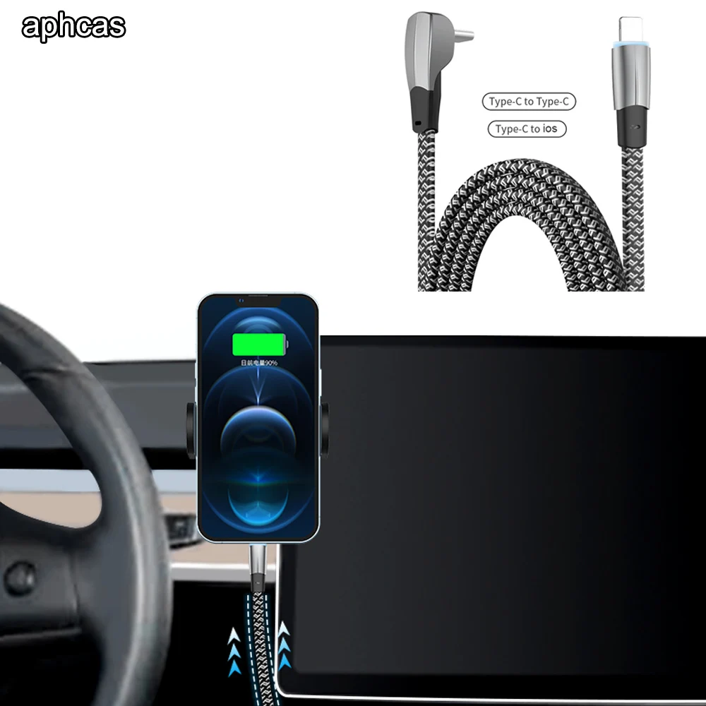 Car Charging Cable For Tesla Model Y 3 2021-2024 Highland Model X S Mobile Phone Fast Charging Cable to ios 30W 60W Type-C