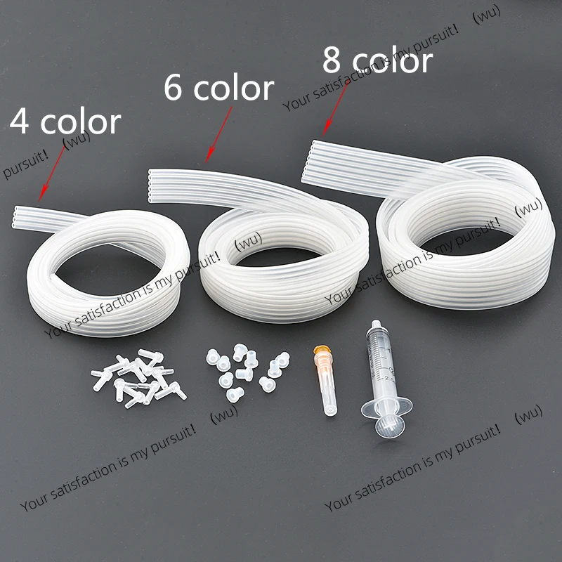 1Meter 4 6 8 color ciss line Ink tube inktube pvc pipeline + Tube Elbow + Rubber stopper CIS CISS parts Accessories kits