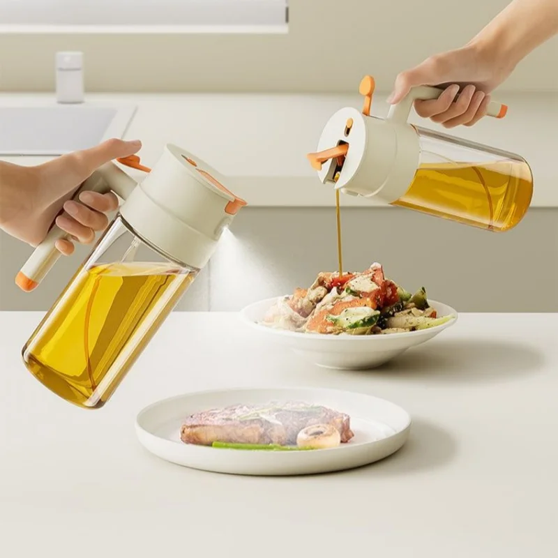 

New 2in1 Oil Sprayer Food Grade Reusable Oil Spray Bottle Glass Oil Dispenser Air Fryer