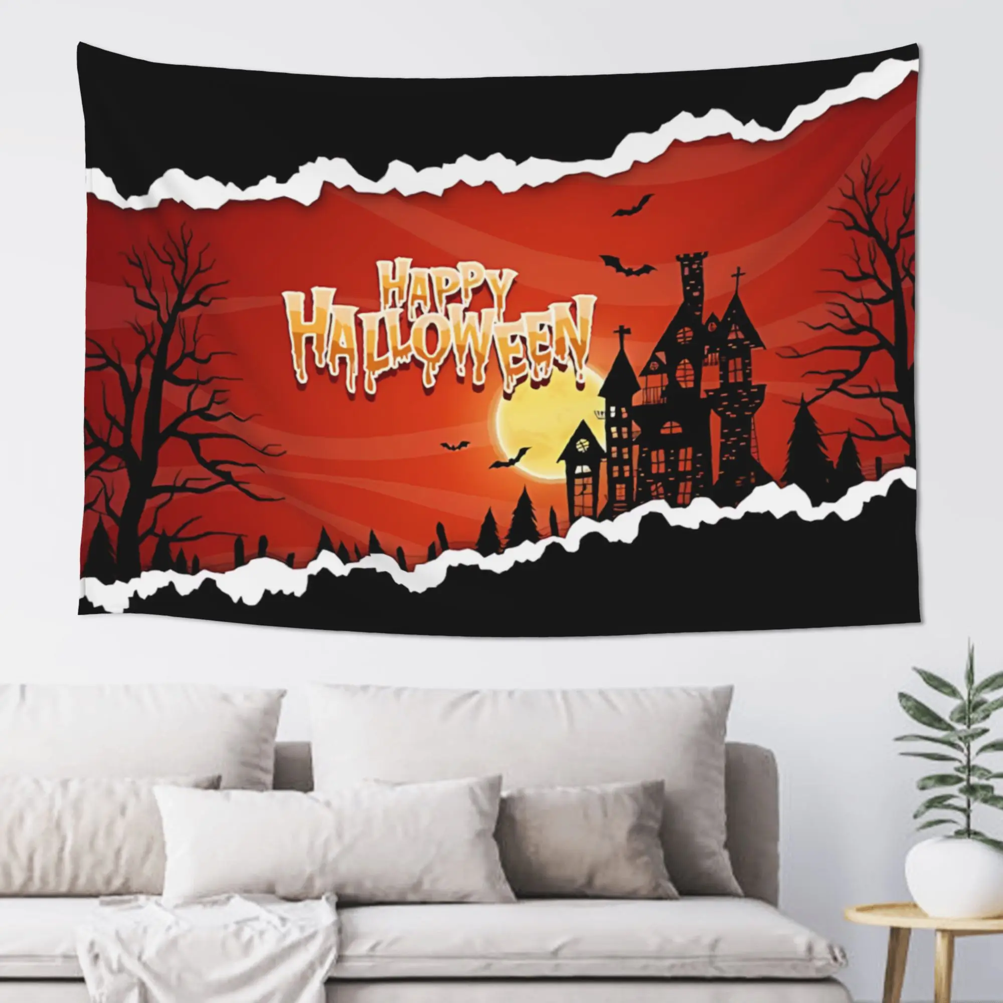 Happy halloween celebration Free Vector Customized Tapestry  Wall Hanging Blanket Tapestry Home Decor Items Wall Decorations