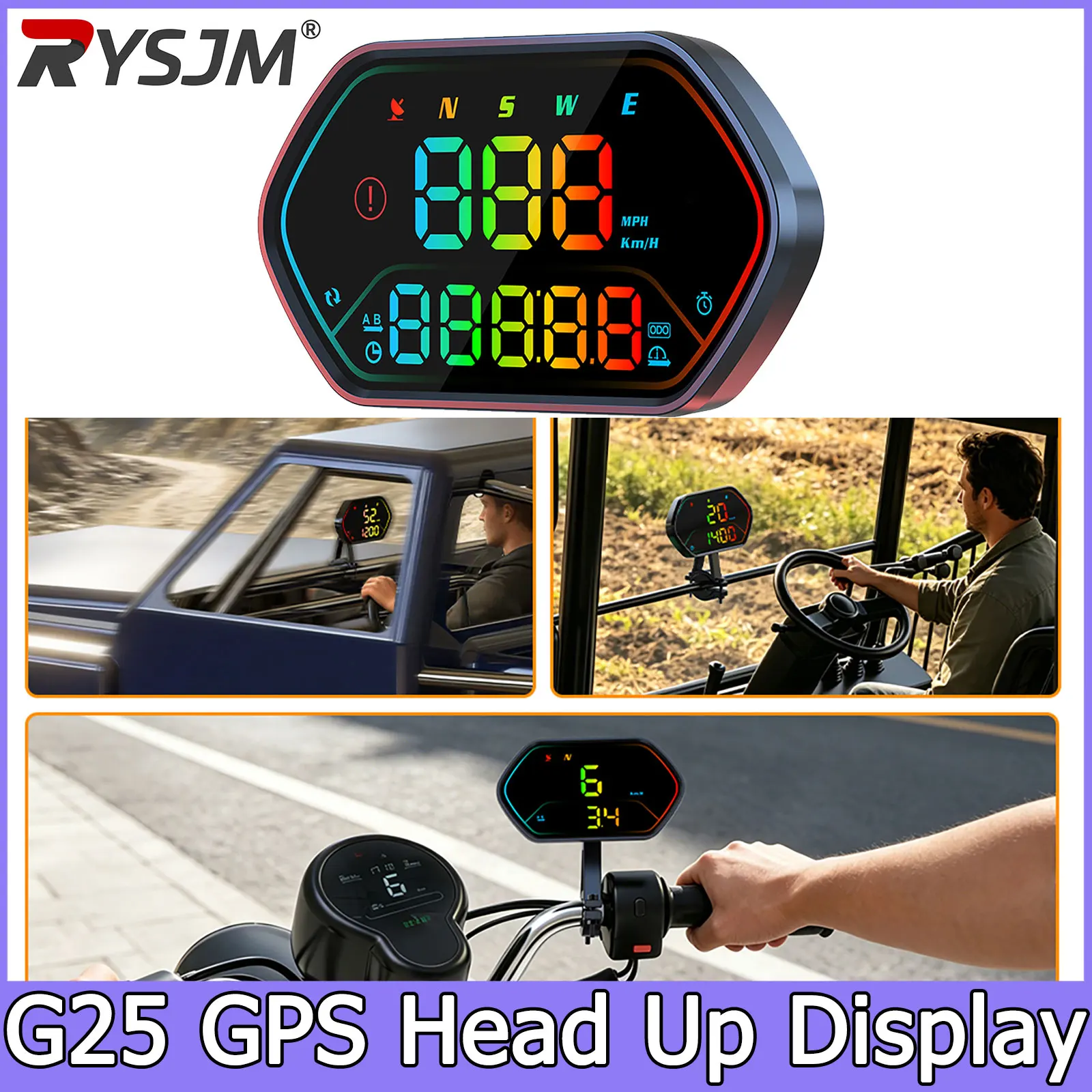 

G25 GPS HUD Head Up Display Car Instrument Electric Speed Instrument MeterPower Digital LED Motorcycles Display Speedometer