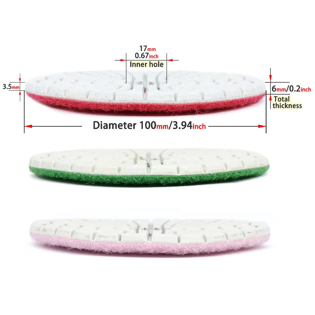 Wet Use Diamond Polishing Pad 3-Step Granite Marble Stone Concrete Abrasive Tool Grinding Wheel Flexible Resin Bond