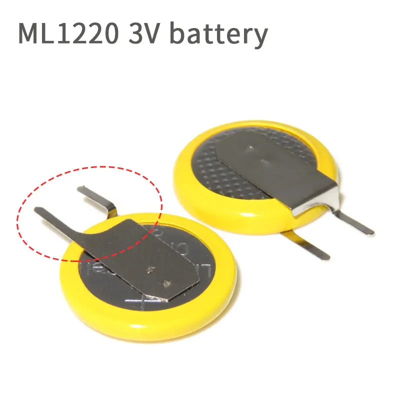 

2 шт. ML1220 аккумулятор 3 В 1220 кнопочный литий-ионный аккумулятор с паяльными штифтами для ключей от автомобиля компьютерные кнопки пульт дистанционного управления