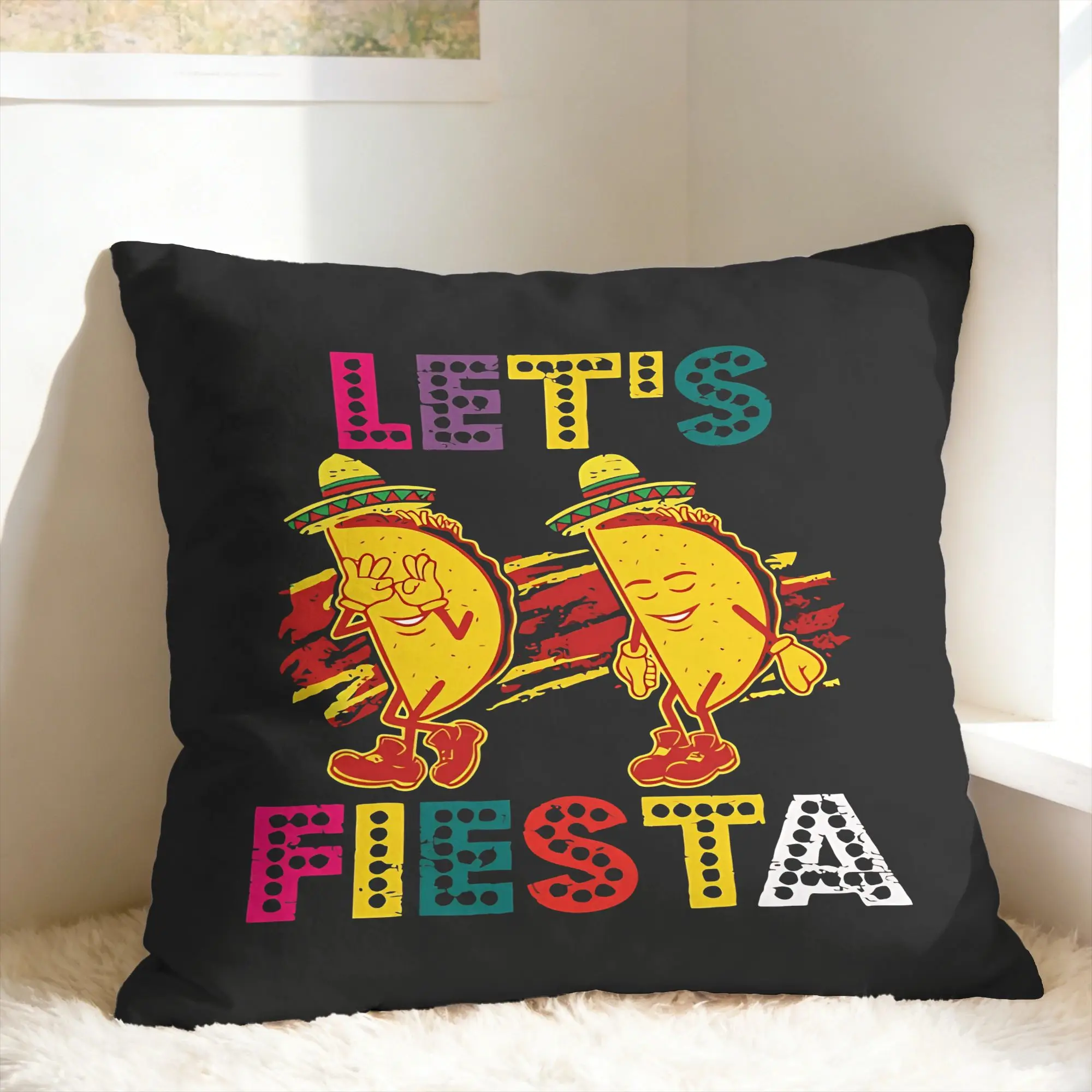 Let's Shirt Party Fiesta Pillow Cover  Soft Cushion Cover Cute Funny Pillow Case For Living Room Bed Chair
