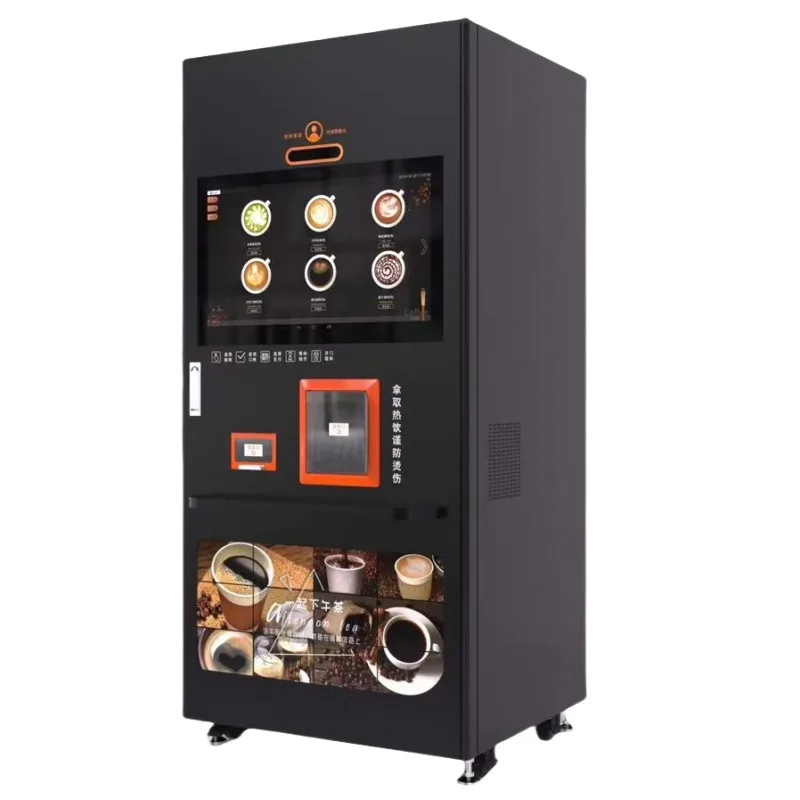 Scan the code to pay for the automatic freshly ground coffee machine, commercial automatic cup drop and lid drop bean flour
