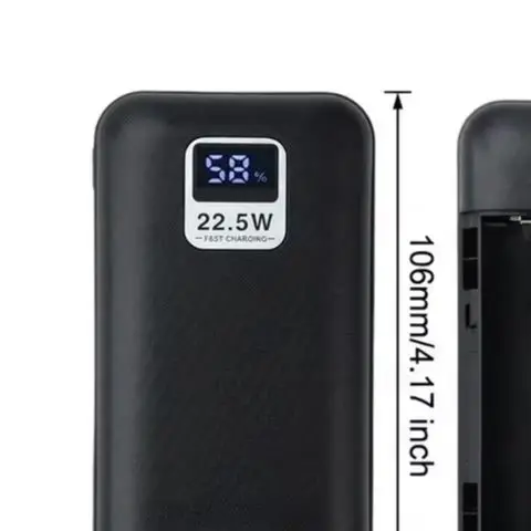 22.5W Charging for Power Bank DIY Kit with Real-Time LCD Readout Input Options up to 12V 1. Output up to 10V 2.25A ABS Shell