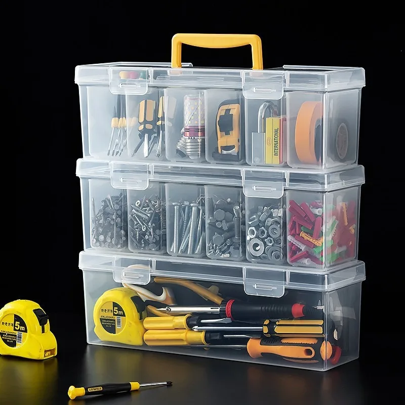 Multifunctional Household Hardware Tool Box, Portable Storage Organizer with Compartments for Tools, Screws, and Accessories