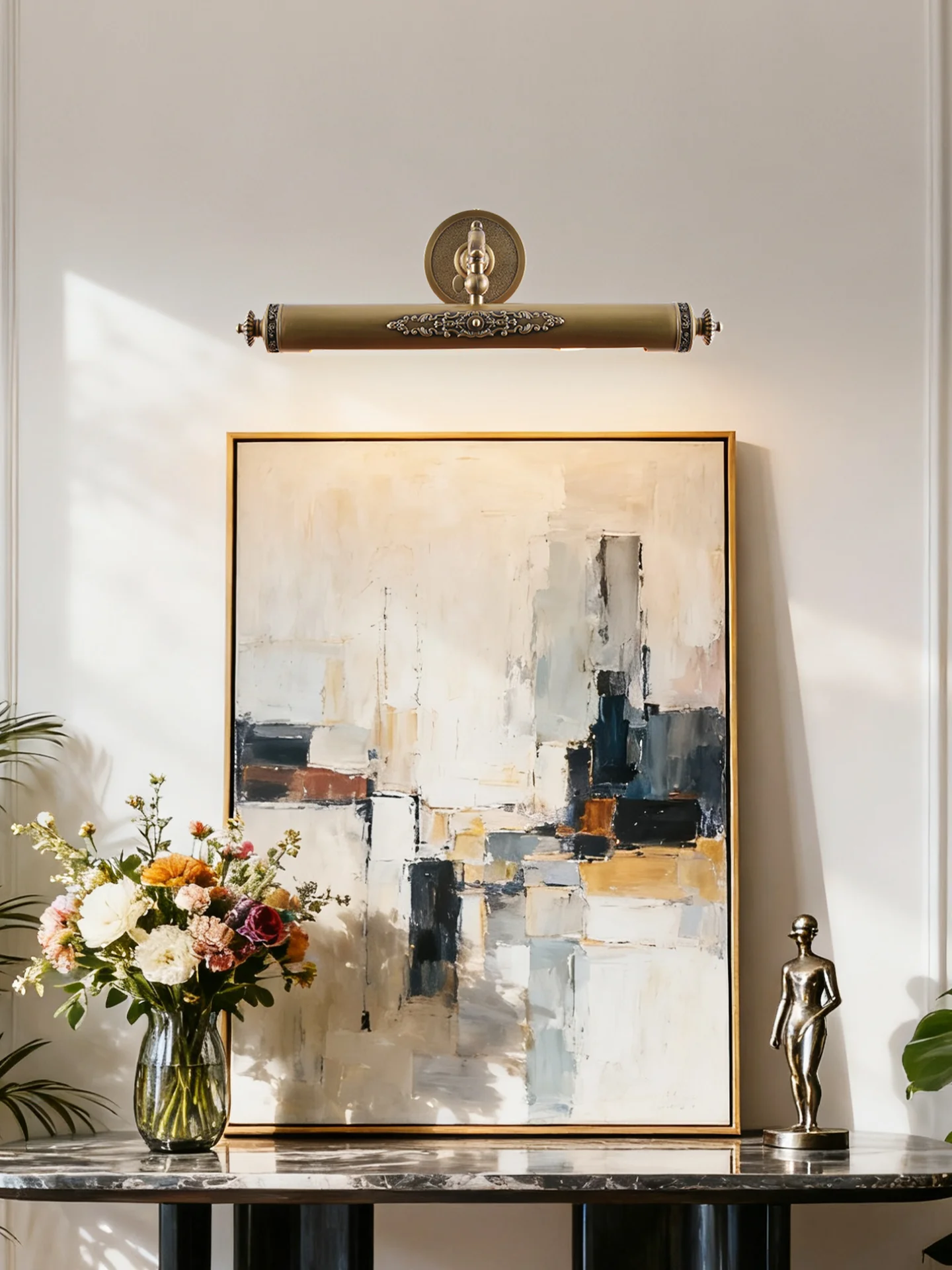 French style retro oil painting lamp，Brass bathroom mirror light，Brass vanity sconce wall light ，gallery picture light