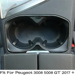 Front Row Water Cup Bottle Holder Cover Trim Garnish Frame 1PCS For Peugeot 3008 5008 GT 2017 - 2023 Interior Refit Accessories