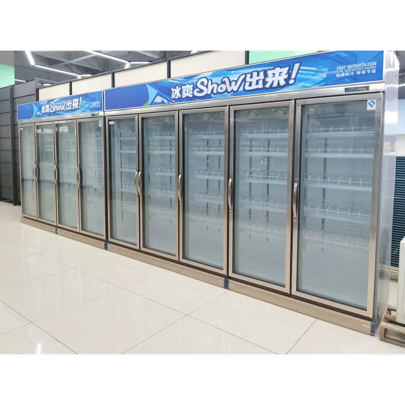 [Customized]Commercial double glass door beverage display refrigerator drinks