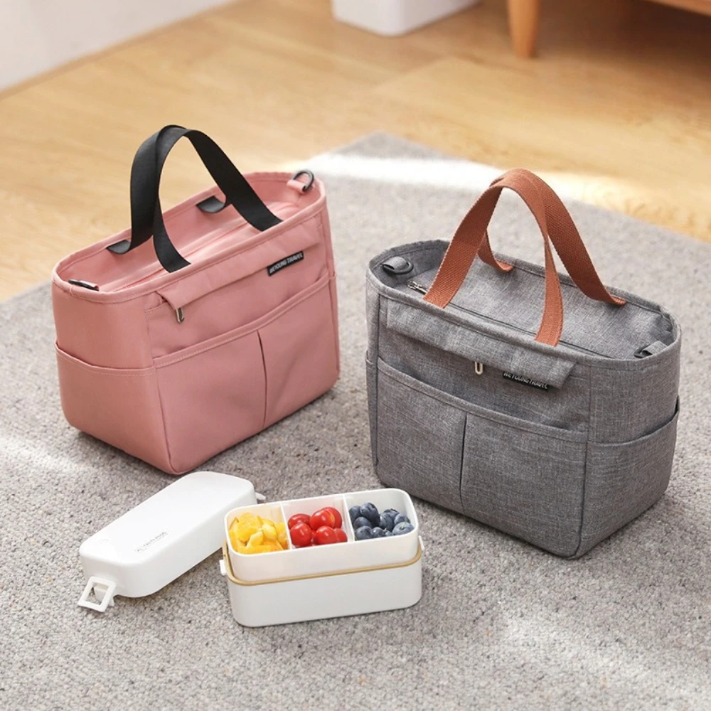 Lunch Bag Aluminum Foil Thickened Handheld Shoulder Lunch Bag Picnic Fresh-Keeping Camping Cooler Lunch Insulated Takeout Bag