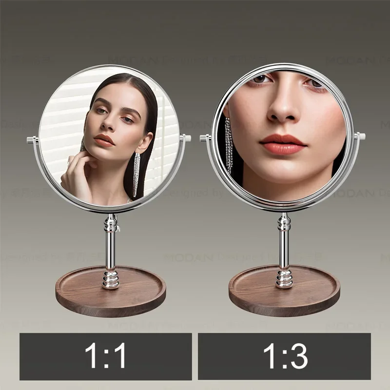 yesChrome Plated 8 Inch Wall Mounted Mirror Double Sided Folding Extending Rotating Bathroom Makeup