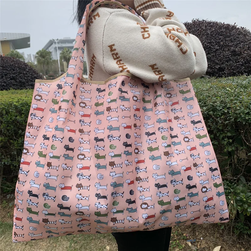 حقيبة مربعة كبيرة كرتونية محمولة صديقة للبيئة حقيبة تسوق قابلة للطي حقيبة تسوق من السوبر ماركت