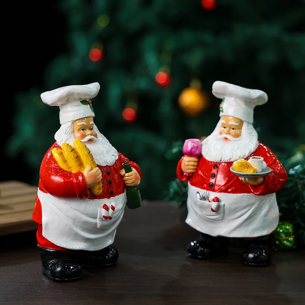 

Santa Claus Statue Tabletop Christmas Decorations Figurine Resin Craftwork for Home Dining Room Tabl Sculptures Home Decor