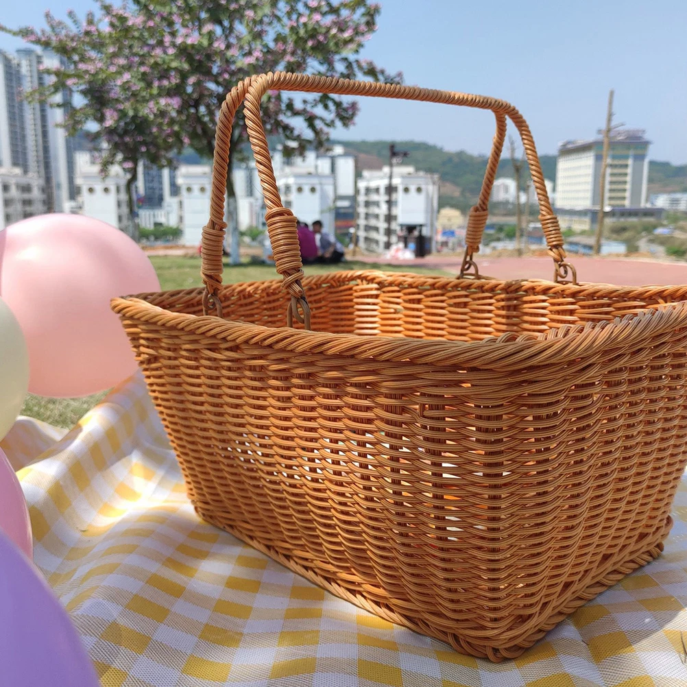 

Woven Shopping Basket Decorative Picnic H held Storage Egg Holder Desktop Fruit Picking Rustic Basket Gift Packing Daily Use