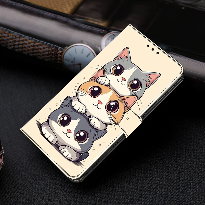 Etui Redmi 15 15C 14C 13C na Xiaomi Redmi Note 15 14 13 Pro Plus 4G 5G Capa Cute Cat Paint Cover Portfel na Telefon z Funkcją Stojaka — zdjęcie produktu 5