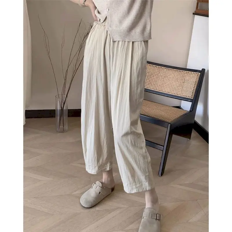 

Solid Pants Elastic Waist Loose Casual Baggy Pants Vintage Clothes Korean Fashion Trousers Harem Pants Streetwear Women Clothing