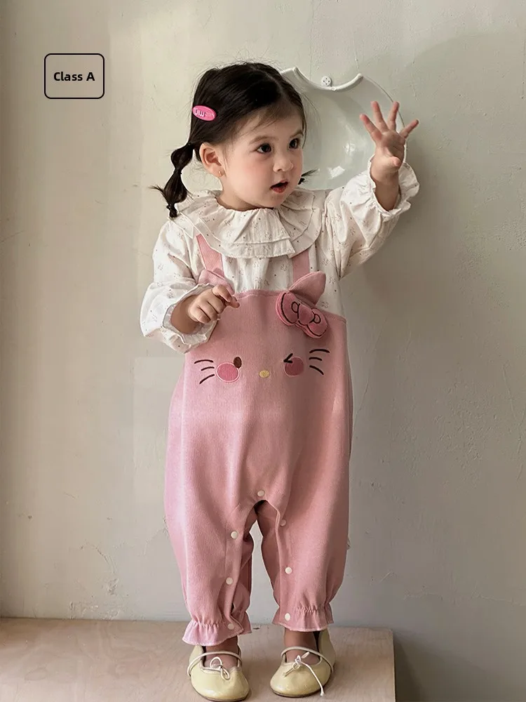 

Spring Autumn Baby Clothes 2026 New Cute Ultra Adorable Girls Spring Fake Two-Piece Long Sve Rer Cotton Blend Pants