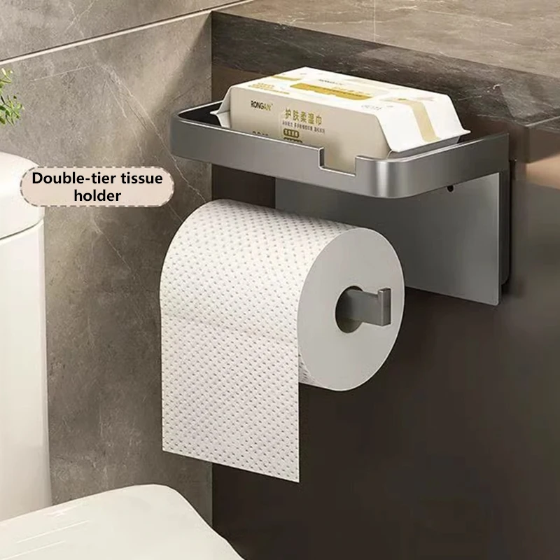 Toilet Paper Box Paper Towel Holder Non Perforated Wall Mounted Storage Household Bathroom Storage Rack Paper Drawer Holder