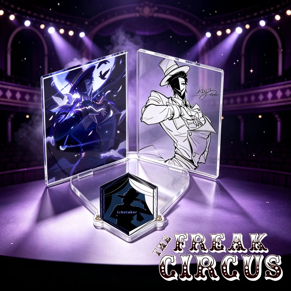 15cm Double Insert Acrylic Keychain Stand Game The Freak Circus Tickettaker Handsome Clown Desktop Decor Collectible Fans Gift