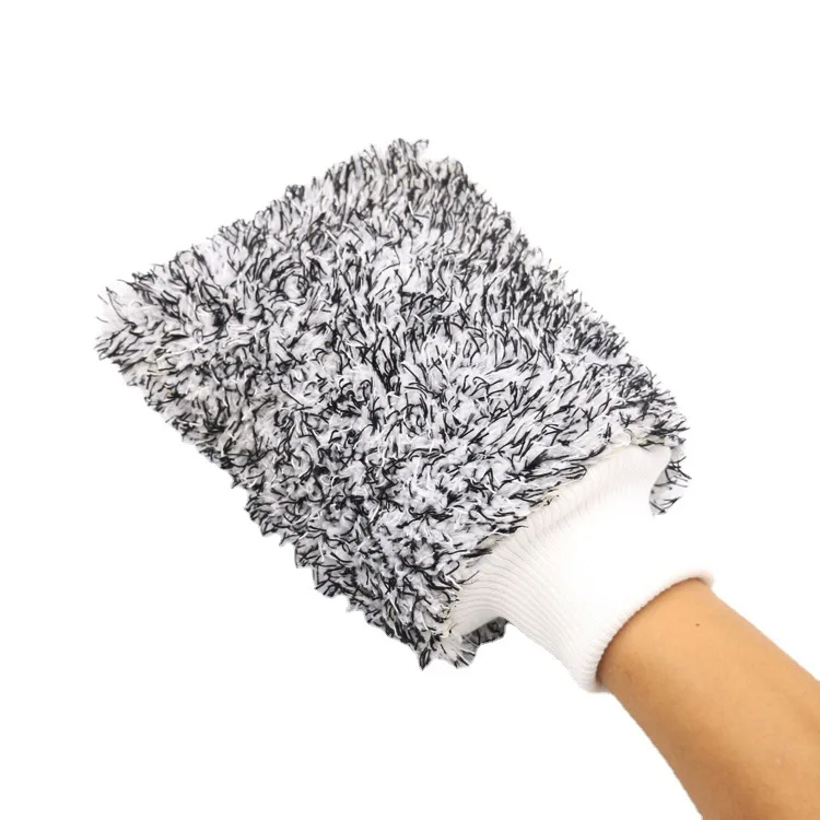 1PC Double Sided Thick Plush Car Cleaning Gloves Ultra-fine Fiber Water Absorbing Cleaning Coral Fleece Large Car Wash Gloves