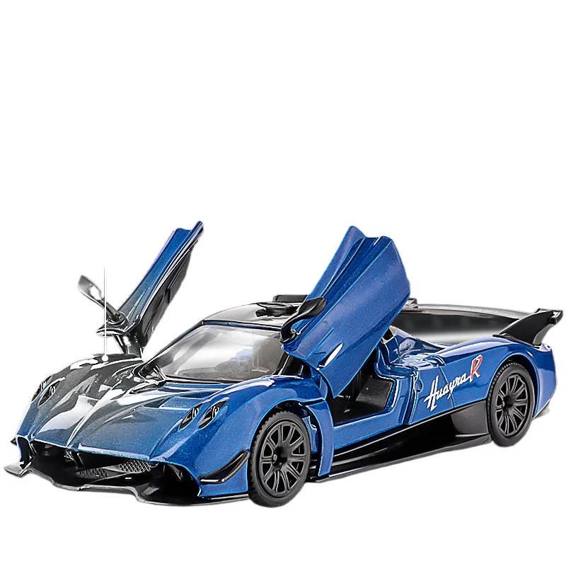 Image of 1:36 Pagani Huayra Spielzeugauto-Modell Druckguss Metall Miniatur Supersportwagen mit Sound & Licht Sammlerstück mit Rückzugmotor Geschenk für Erwachsene