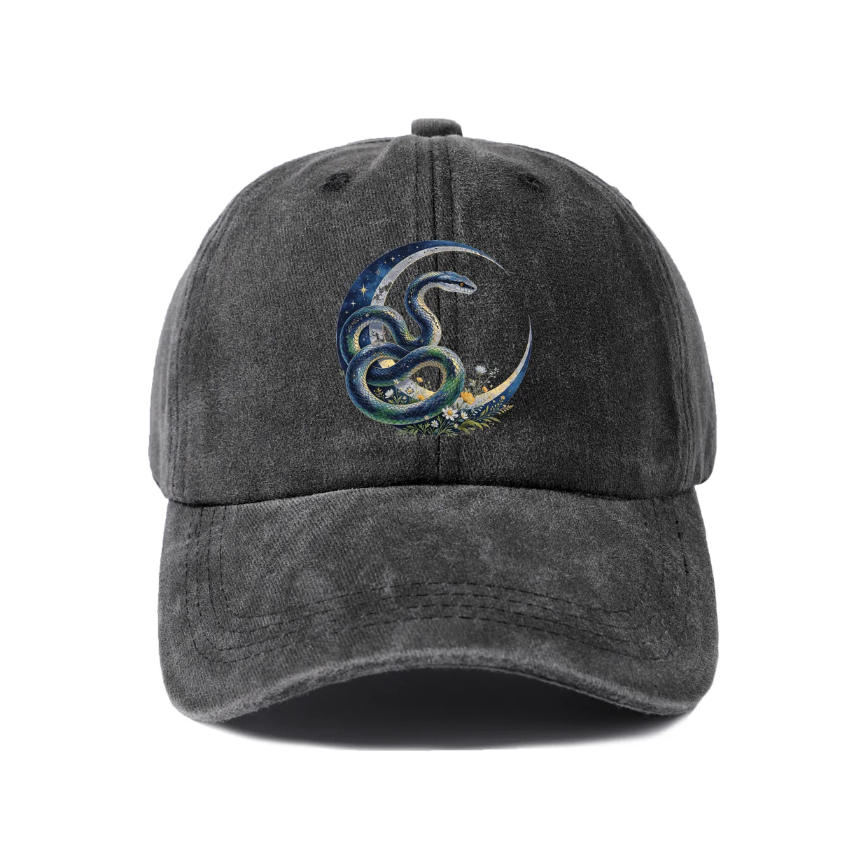 Ocean Yin Yang Graphic Baseball Cap, Vintage Washed Adjustable Unisex Dad Hat, Casual Gift