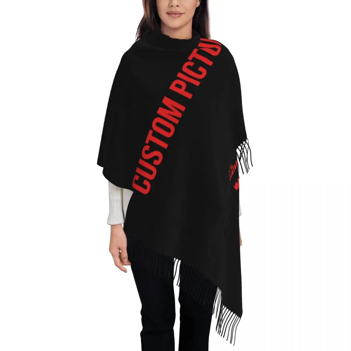 Custom Picture Women's Pashmina Shawl Wraps Fringe Scarf Long Large Scarf