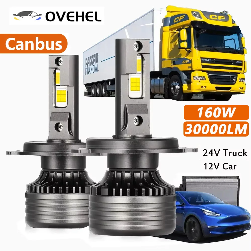 H4 LED 6000K Canbus-Glühbirnen Scheinwerfer H7 H8 160W 30000LM H11 HB4 9006 HB3 9005 Auto Moto 12V PKW CSP 3570 CHIP 24V Für LKW