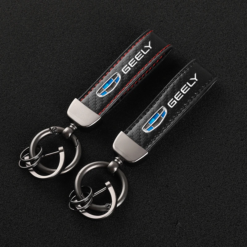 

Carbon fiber Leather Car KeyChain Custom sports Key Rings gift For geely emgrand gt gc9 gc6 ec718 ec7 ec8 ck emgrand GS GL Car