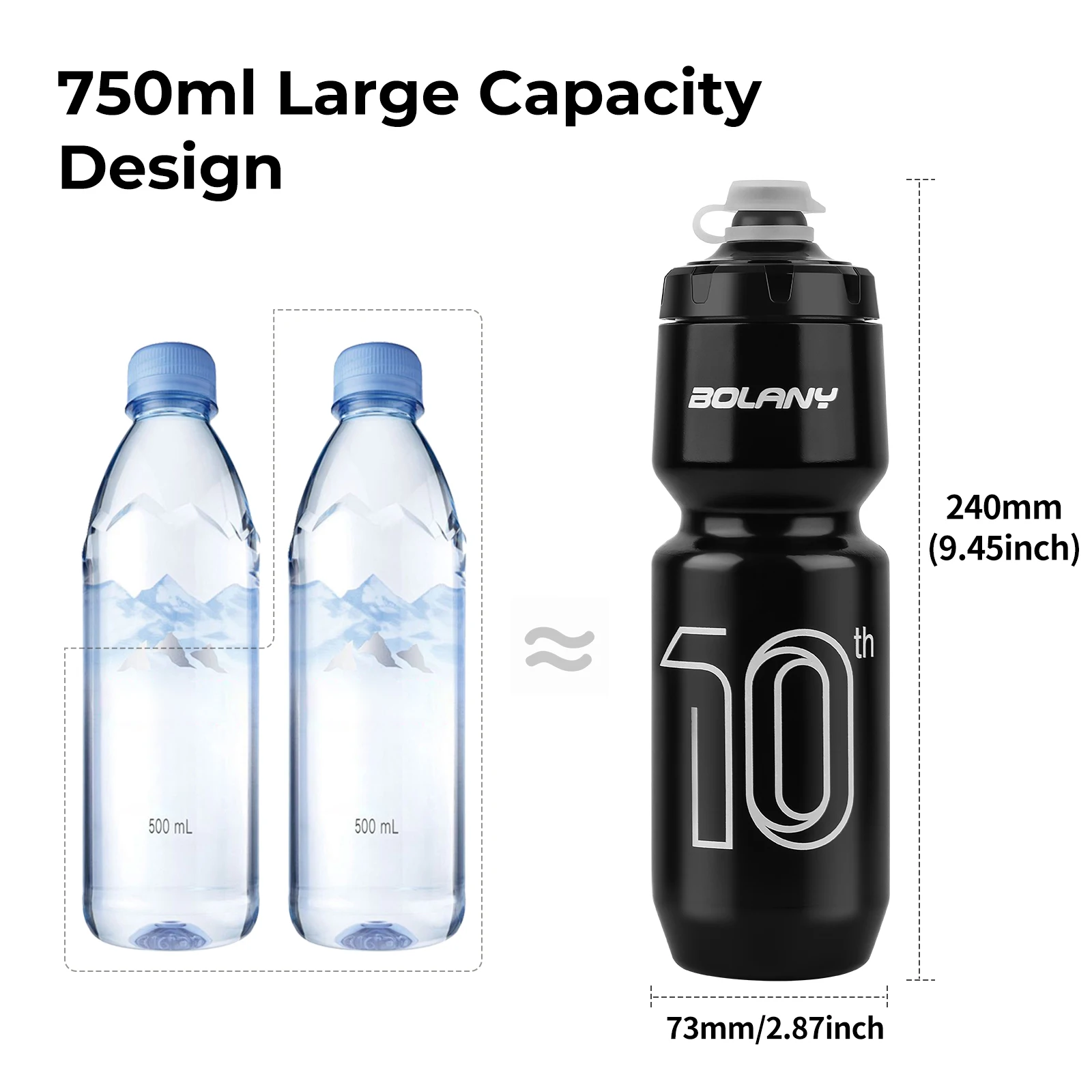 Bolany 750ml große Kapazität Fahrrad Wasser flasche pp5 Wasser auslaufs icher Radfahren Outdoor-Sport Squeeze Out Wasser flasche Fitness